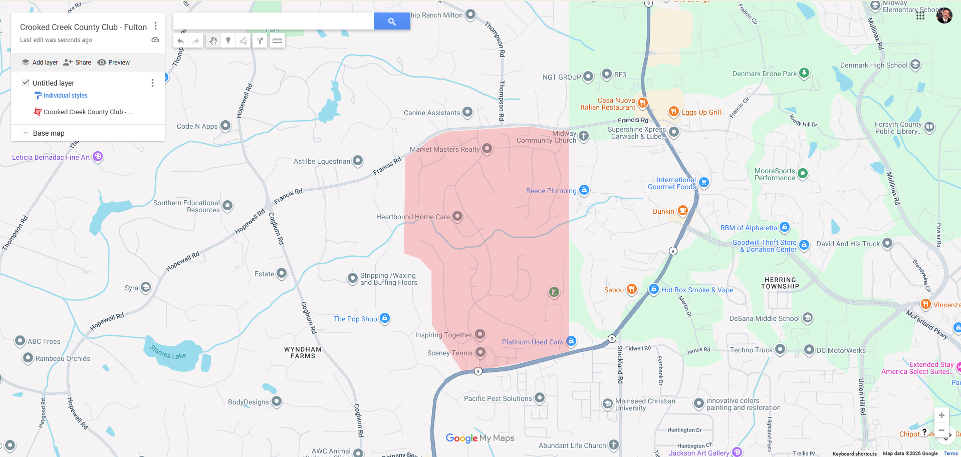 Crooked Creek Country Club Zoom Map