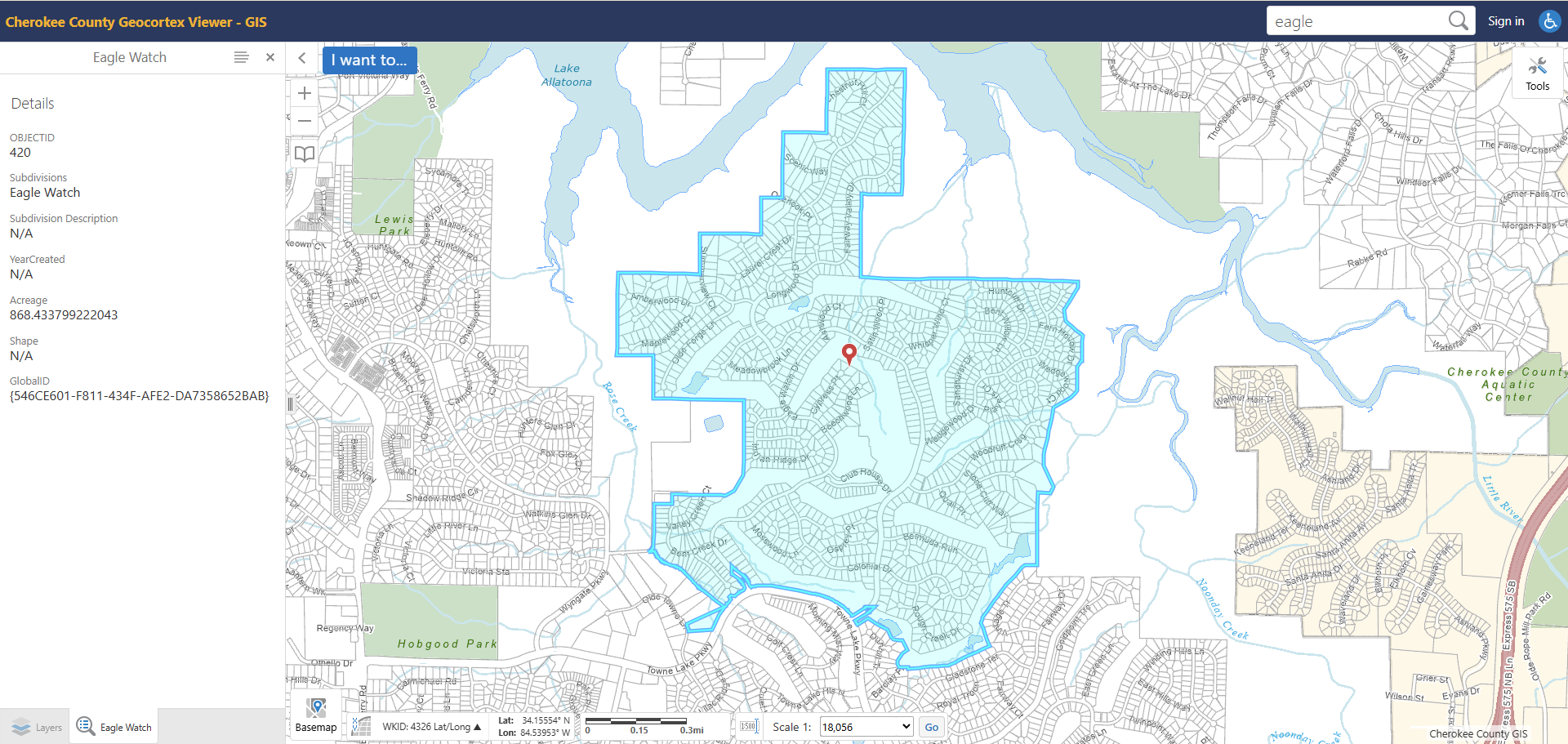 Eagle Watch Subdivision GIS Map