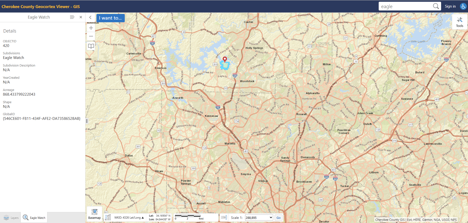 Eagle Watch Subdivision Location Map
