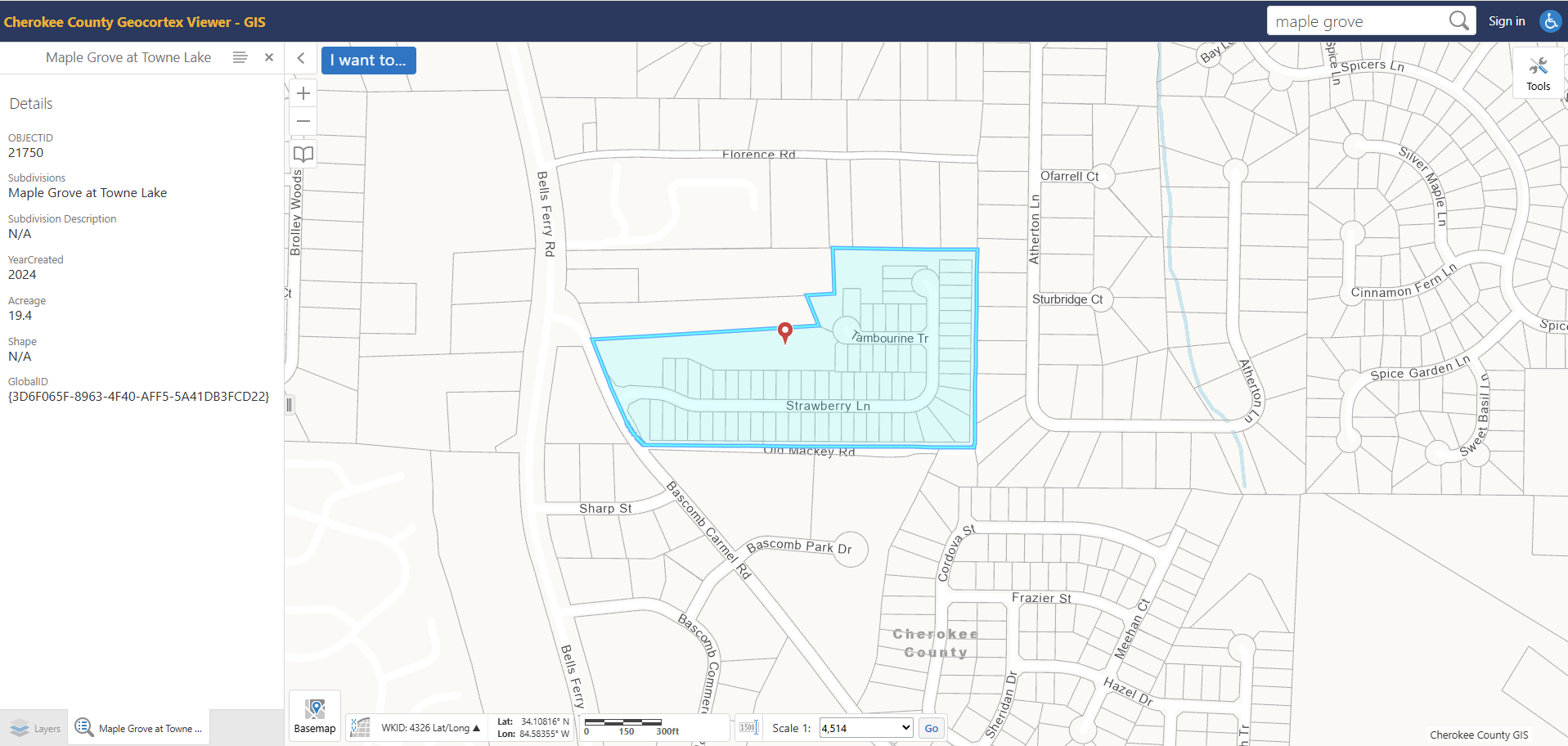 Maple Grove at Towne Park Zoom GIS